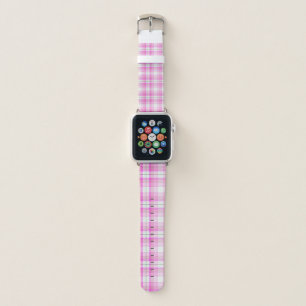 Pink And White Plaid Apple Watch Band