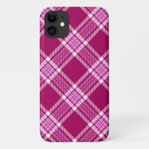 Pink and White Plaid iPhone 11 Case