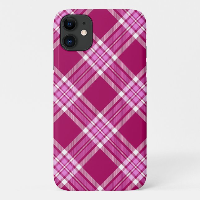 Pink and White Plaid Case-Mate iPhone Case (Back)