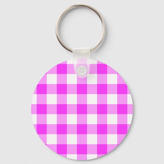 Pink and White Plaid Keychain (Front)