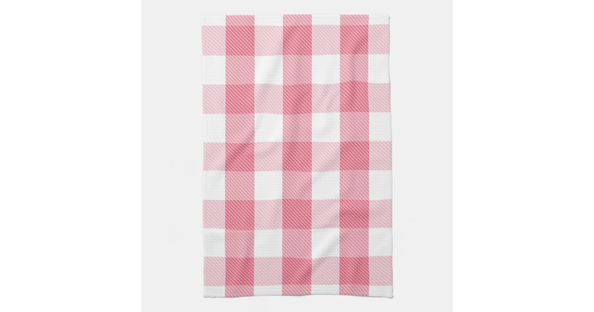 Pink and White Plaid Kitchen Towel | Zazzle