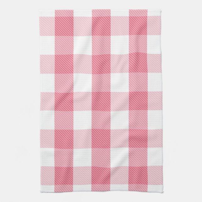 Pink and White Plaid Kitchen Towel (Vertical)