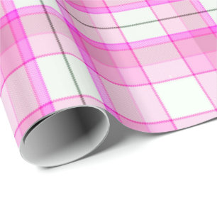 Pink And White Plaid Wrapping Paper