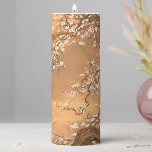 Pink and White Plum Blossoms in Moonlight, Shizan Pillar Candle