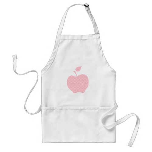 Pink and White Polka Dot Apple Adult Apron