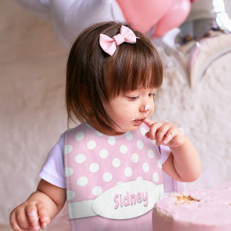 Pink and White Polka Dot Baby Bib