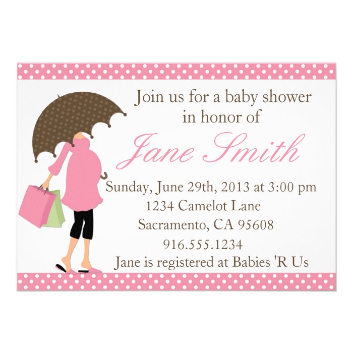 Pink and White Polka Dot Baby Shower Invitation