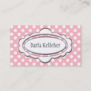 Pink and White Polka Dot Business Cards
