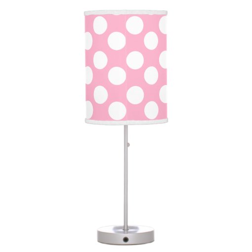Pink and White Polka Dot Lamp Zazzle