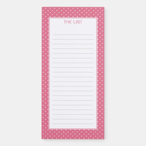 Pink and White Polka Dot Magnetic Notepad