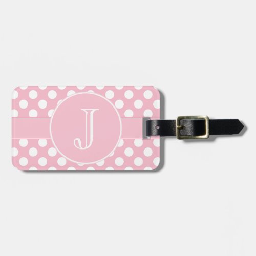 Pink and White Polka_Dot Monogrammed Luggage Tag