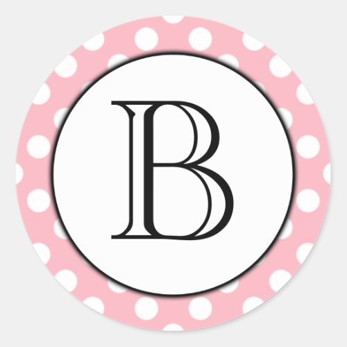 Pink and White Polka Dot Monogrammed Sticker
