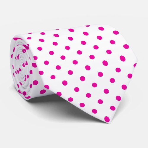 Pink and White Polka Dot Necktie