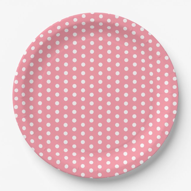 Pink and White Polka Dot Paper Plates (Front)