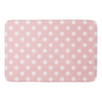 Pink And White Polka Dot Pattern Bath Mat by allpattern at Zazzle