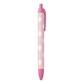 Pink And White Polka Dot Pattern Black Ink Pen by allpattern at Zazzle