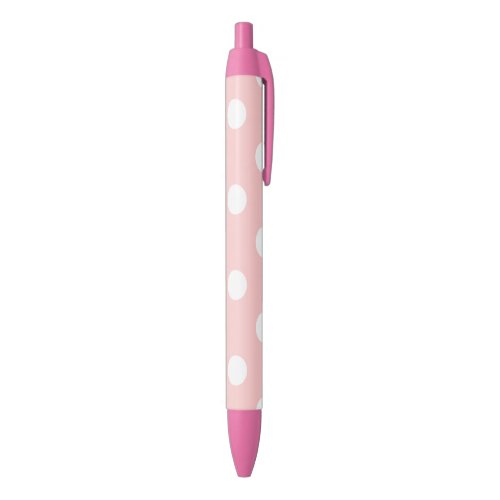 Pink and White Polka Dot Pattern Black Ink Pen