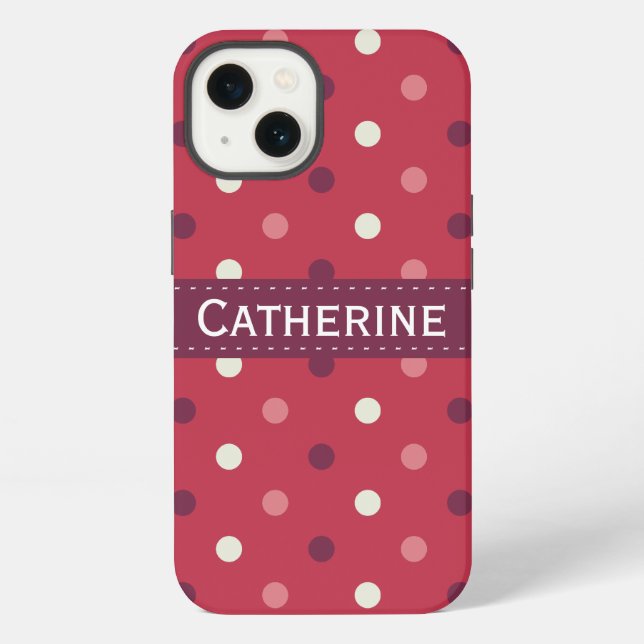 Pink and White Polka Dot Pattern Iphone Case (Back)