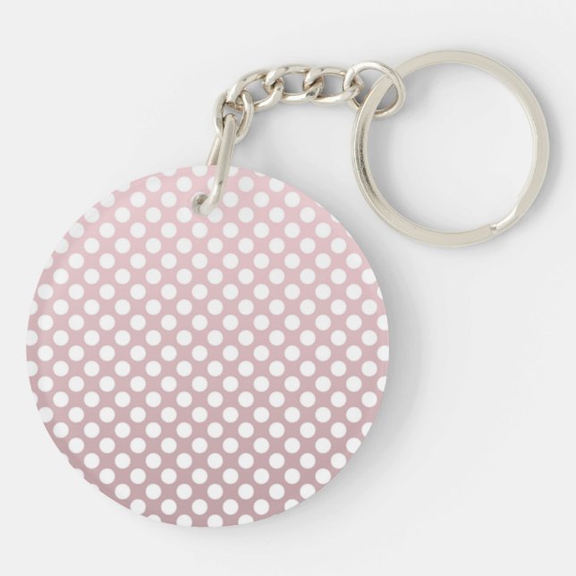 Pink and White Polka Dot Pattern Keychain (Back)