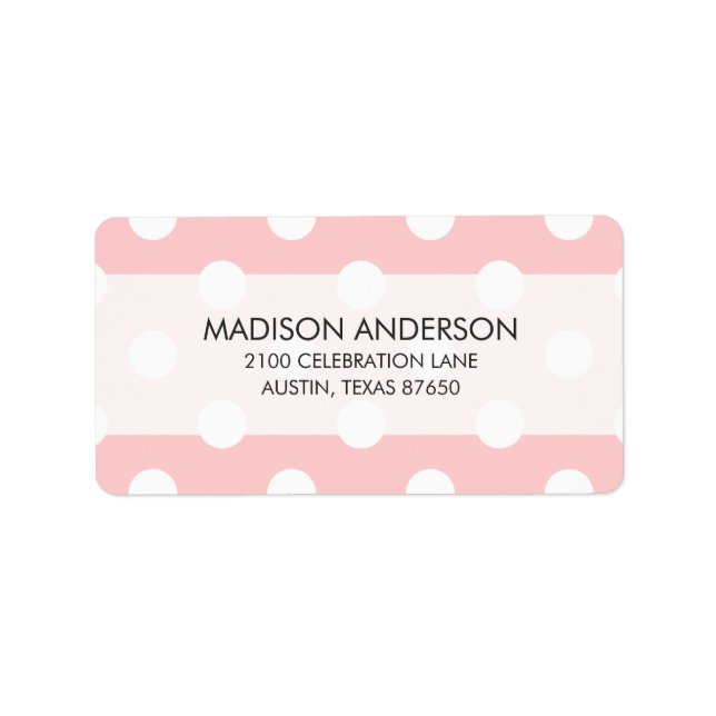 Pink and White Polka Dot Pattern Label (Front)