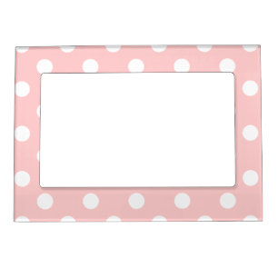 Pink and White Polka Dot Pattern Magnetic Photo Frame