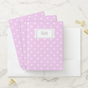 Pink and White Polka Dot Pattern Name/Subject Pocket Folder