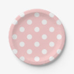 Pink and White Polka Dot Pattern Paper Plates