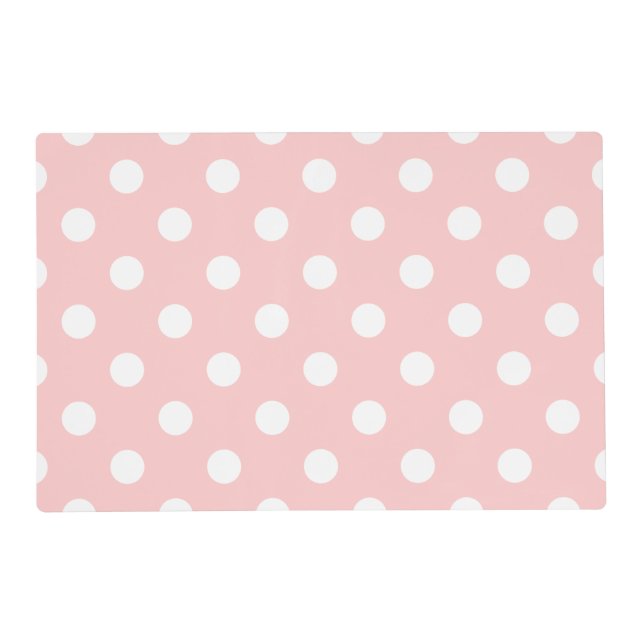 Pink and White Polka Dot Pattern Placemat (Front)