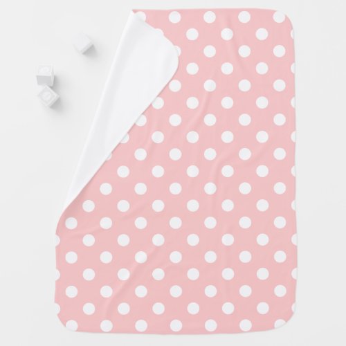 Pink and White Polka Dot Pattern Receiving Blanket