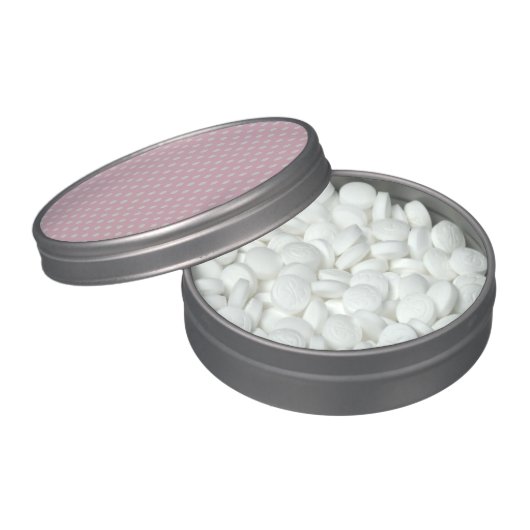 Pink and White Polka Dot Pattern. Spotty. Jelly Belly Candy Tin (Opened)