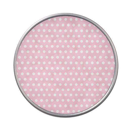 Pink and White Polka Dot Pattern. Spotty. Jelly Belly Candy Tin (Top)