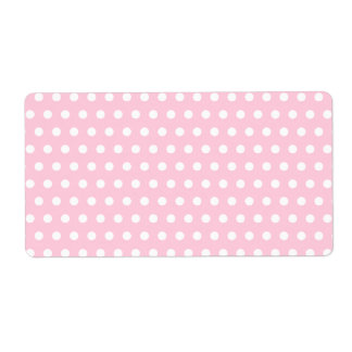 Pink and White Polka Dot Pattern. Spotty. Label