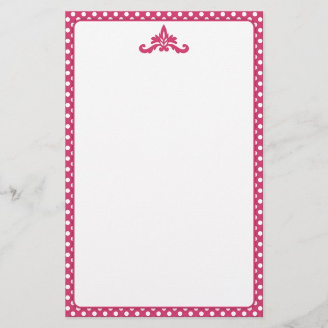 Pink and White Polka Dot Stationery (Front)