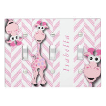 Pink and White Polka Dot with Pink Giraffe Light Switch Cover