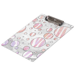Pink and White Polka Dot Zebra Clipboard