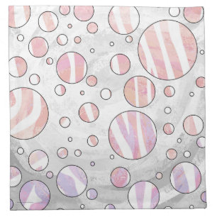 Pink and White Polka Dot Zebra Cloth Napkin