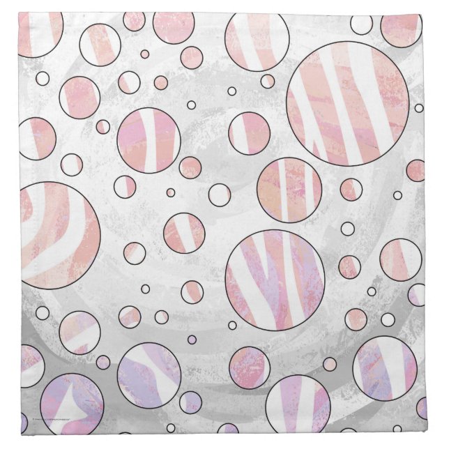 Pink and White Polka Dot Zebra Cloth Napkin (Front)