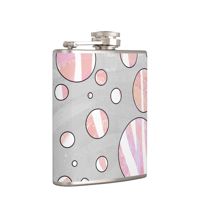 Pink and White Polka Dot Zebra Flask (Right)