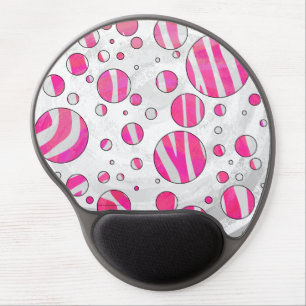 Pink and White Polka Dot Zebra Gel Mouse Pad