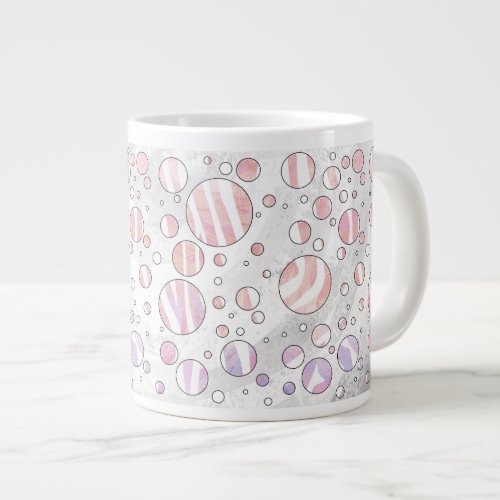 Pink and White Polka Dot Zebra Giant Coffee Mug