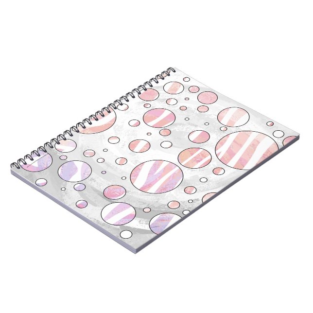 Pink and White Polka Dot Zebra Notebook (Left Side)