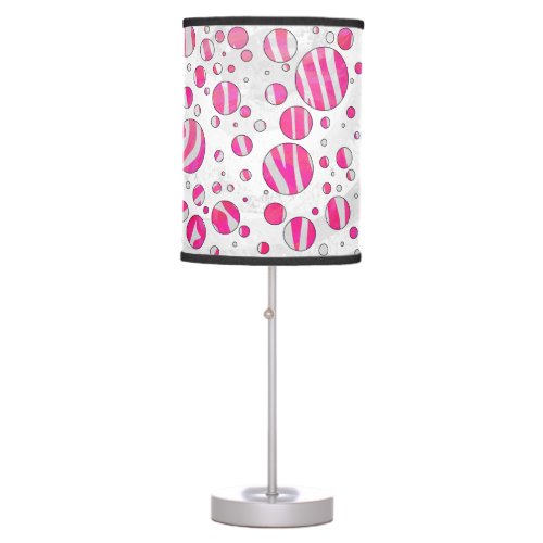Pink and White Polka Dot Zebra Table Lamp