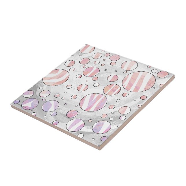 Pink and White Polka Dot Zebra Tile (Side)
