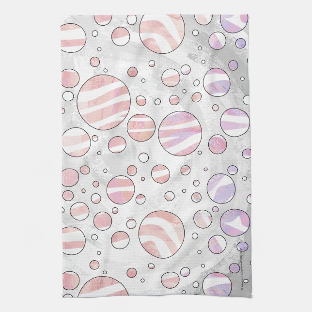 Pink and White Polka Dot Zebra Towel (Vertical)