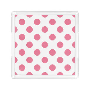 Pink and white polka dots acrylic tray