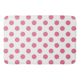 Pink and white polka dots bathroom mat