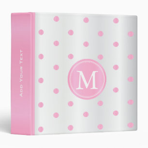 Pink and White Polka Dots Binder
