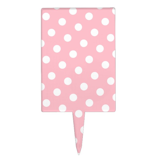 Pink and White Polka Dots Cake Topper (Front)