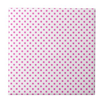 Pink And White Polka Dots Ceramic Tile by BeachBumFamily at Zazzle