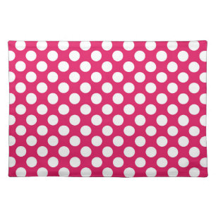 Pink and white polka dots cloth placemat